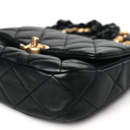 Chanel Lambskin Quilted Mini Lacquered Chain Flap Black 10 of 10