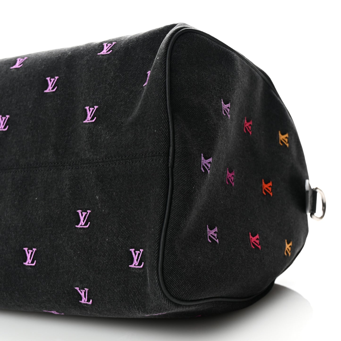 LV Blason Denim Calfskin Speedy Bandouliere 40 Black Gradient Orange