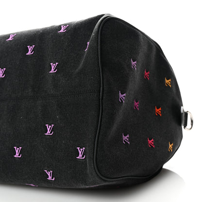Louis Vuitton LV Blason Denim Calfskin Speedy Bandouliere 40 Black Gradient Orange 8 of 8