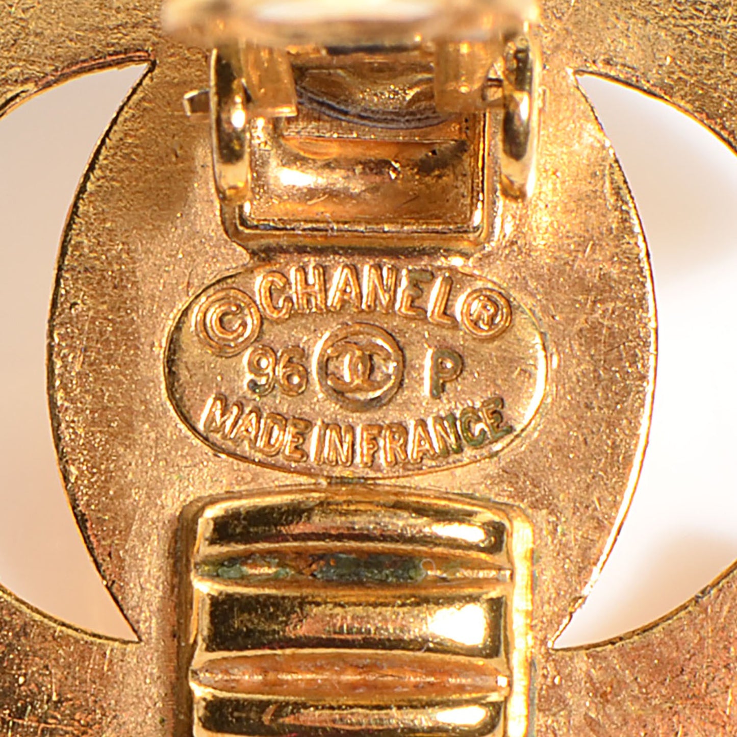 Metal CC Turnlock Clip On Earrings Gold