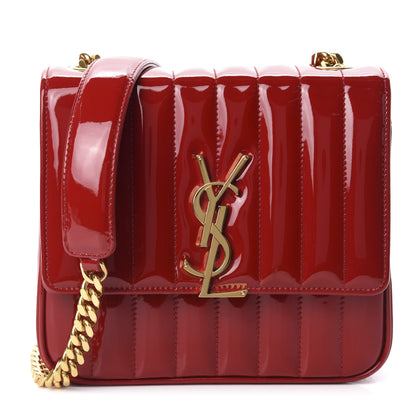 Saint Laurent Patent Calfskin Matelasse Monogram Medium Vicky Chain Bag Rouge Eros 1 of 12