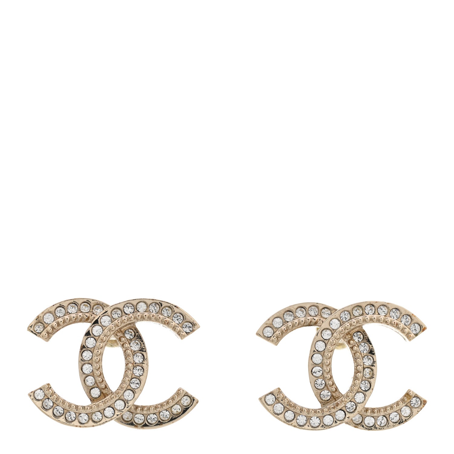 Chanel Crystal CC Earrings Gold 1 of 4