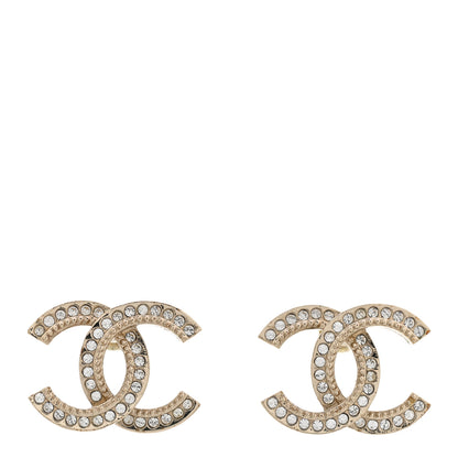 Chanel Crystal CC Earrings Gold 1 of 4