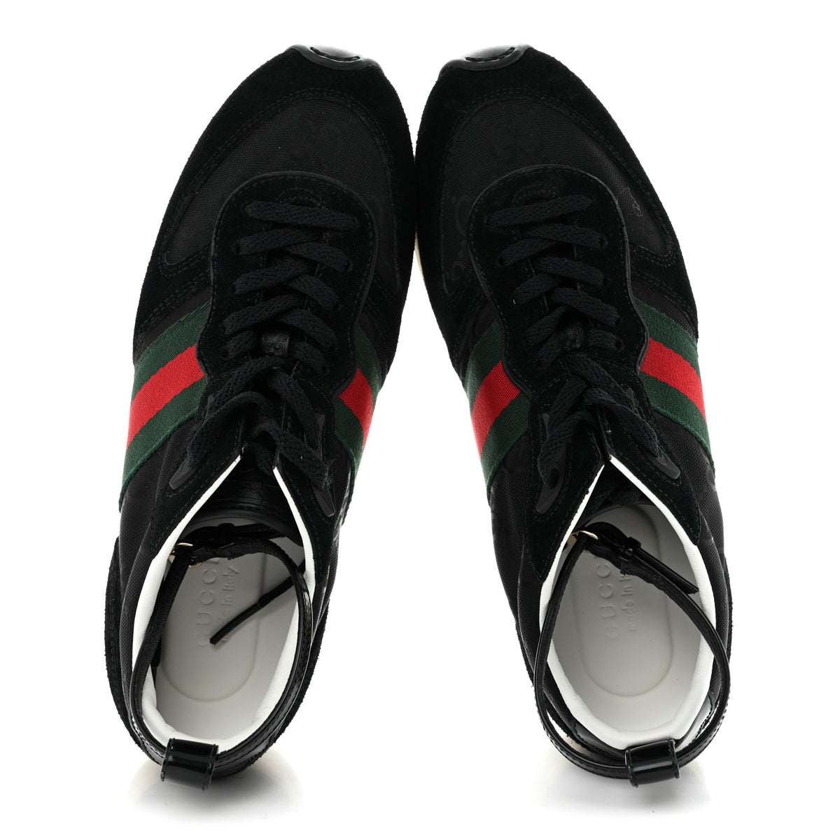 Gucci GG Suede Monogram Web Re-Motion Sneakers 35 Black 2 of 11