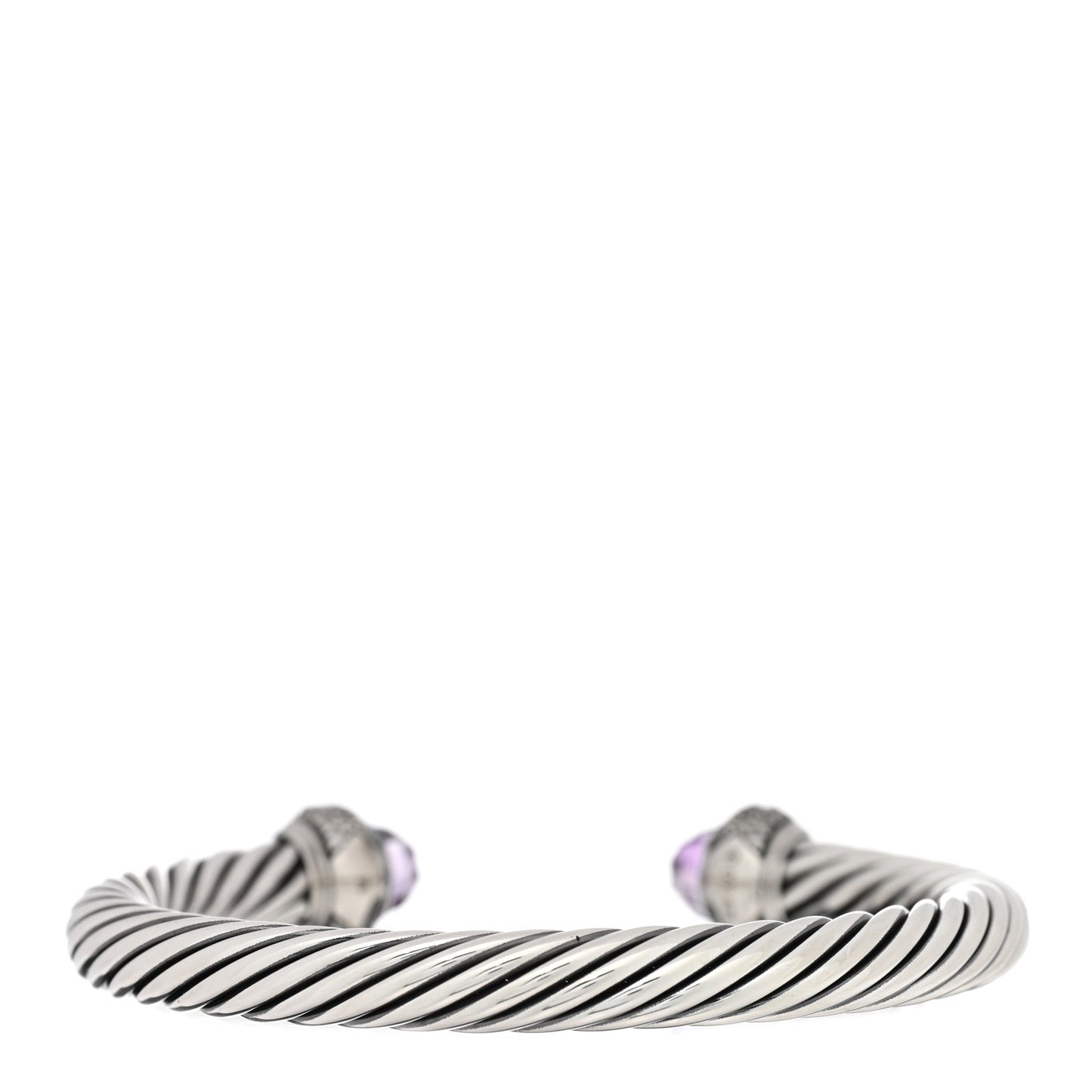 Sterling Silver Diamond Lavender Amethyst 7mm Cable Bracelet