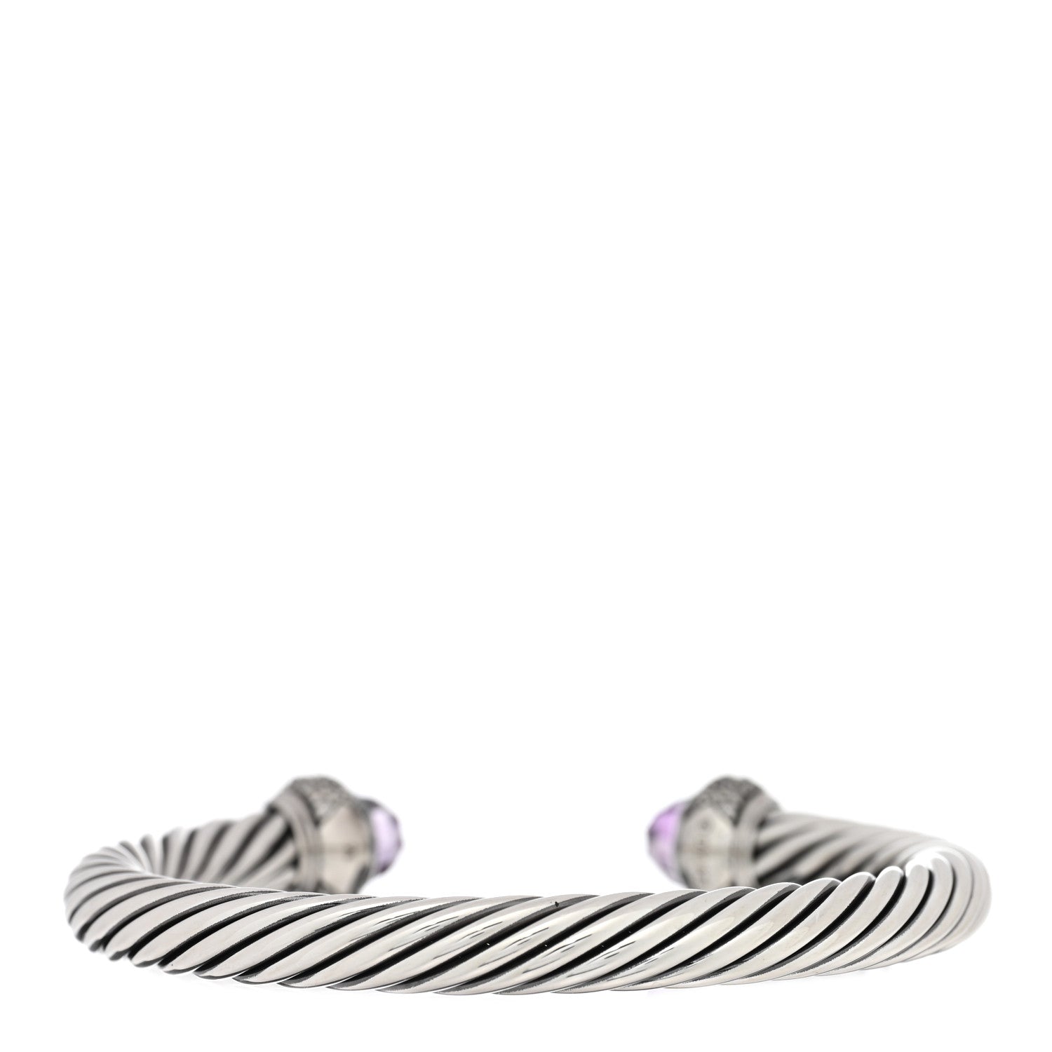 David Yurman Sterling Silver Diamond Lavender Amethyst 7mm Cable Bracelet 2 of 3