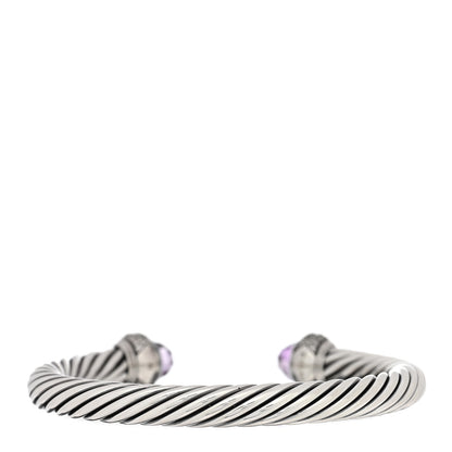 David Yurman Sterling Silver Diamond Lavender Amethyst 7mm Cable Bracelet 2 of 3