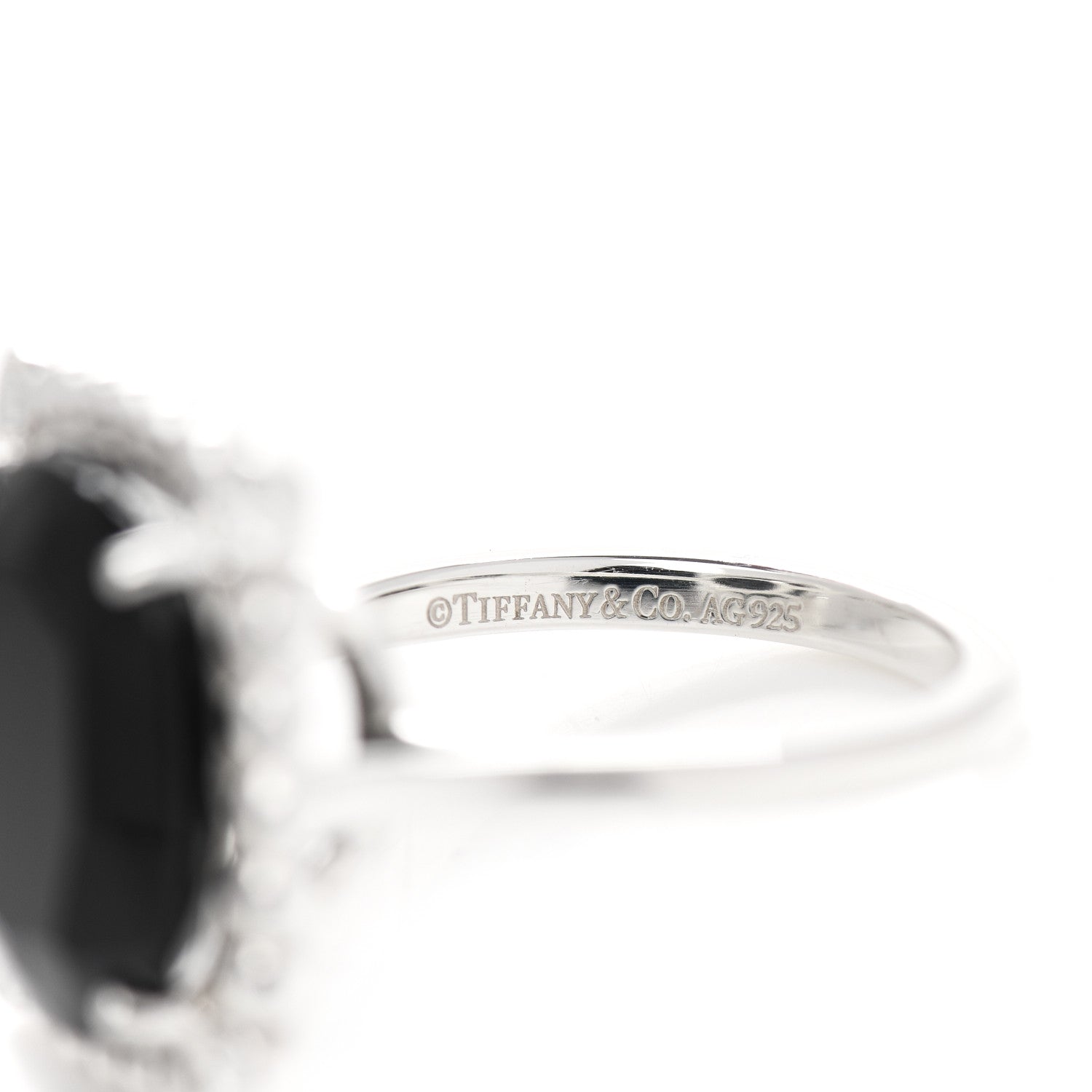 Tiffany Sterling Silver Diamond Black Spinel 15mm Ziegfeld Ring 47 4 4 of 5