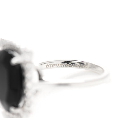 Tiffany Sterling Silver Diamond Black Spinel 15mm Ziegfeld Ring 47 4 4 of 5