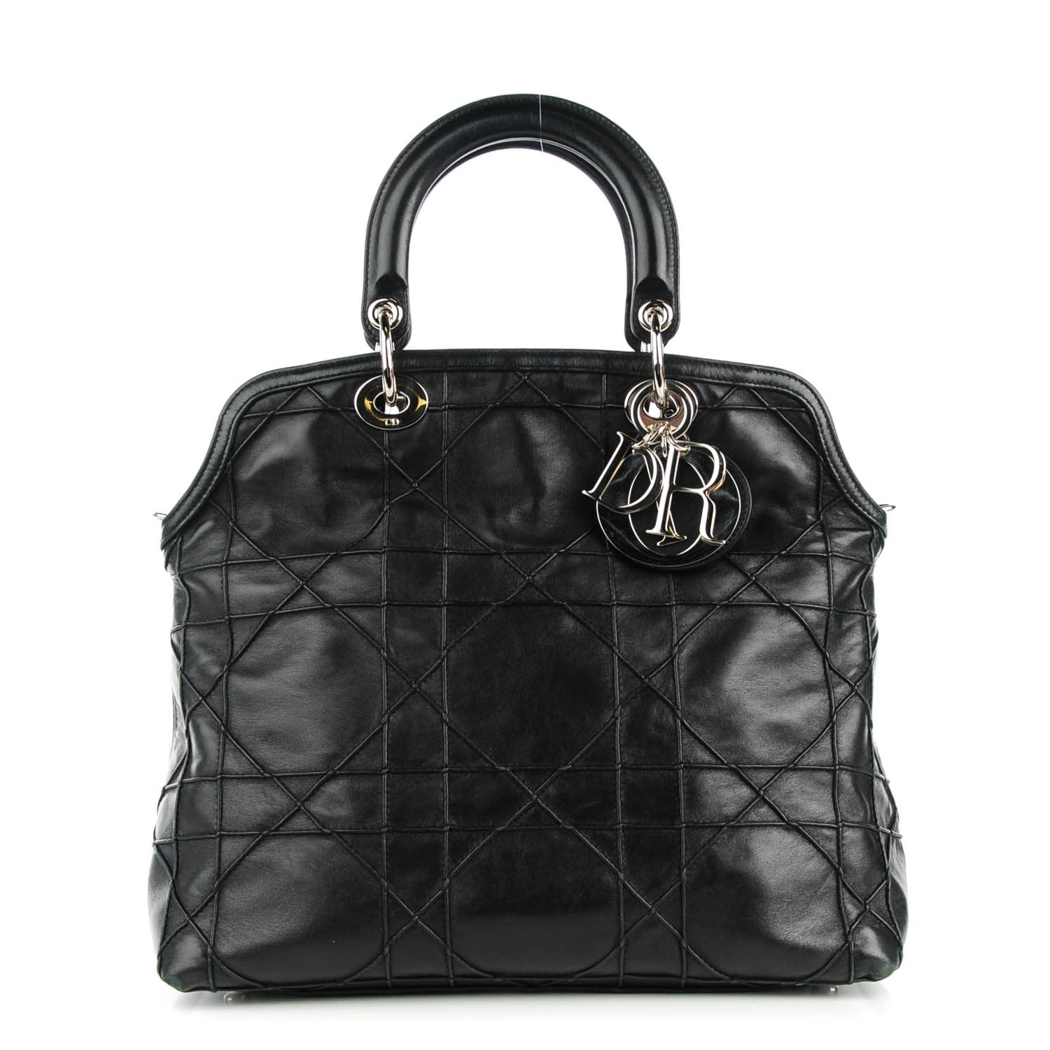 Christian Dior Lambskin Cannage Medium Granville Tote Black 1 of 6