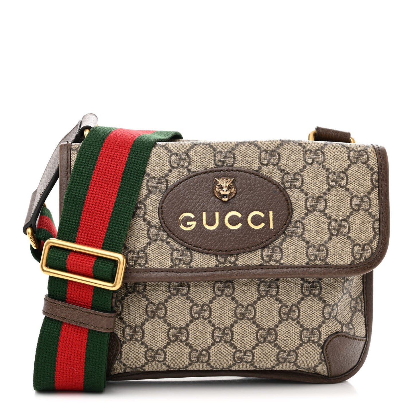 GG Supreme Monogram Web Small Neo Vintage Double Flap Messenger Bag Beige New Acero