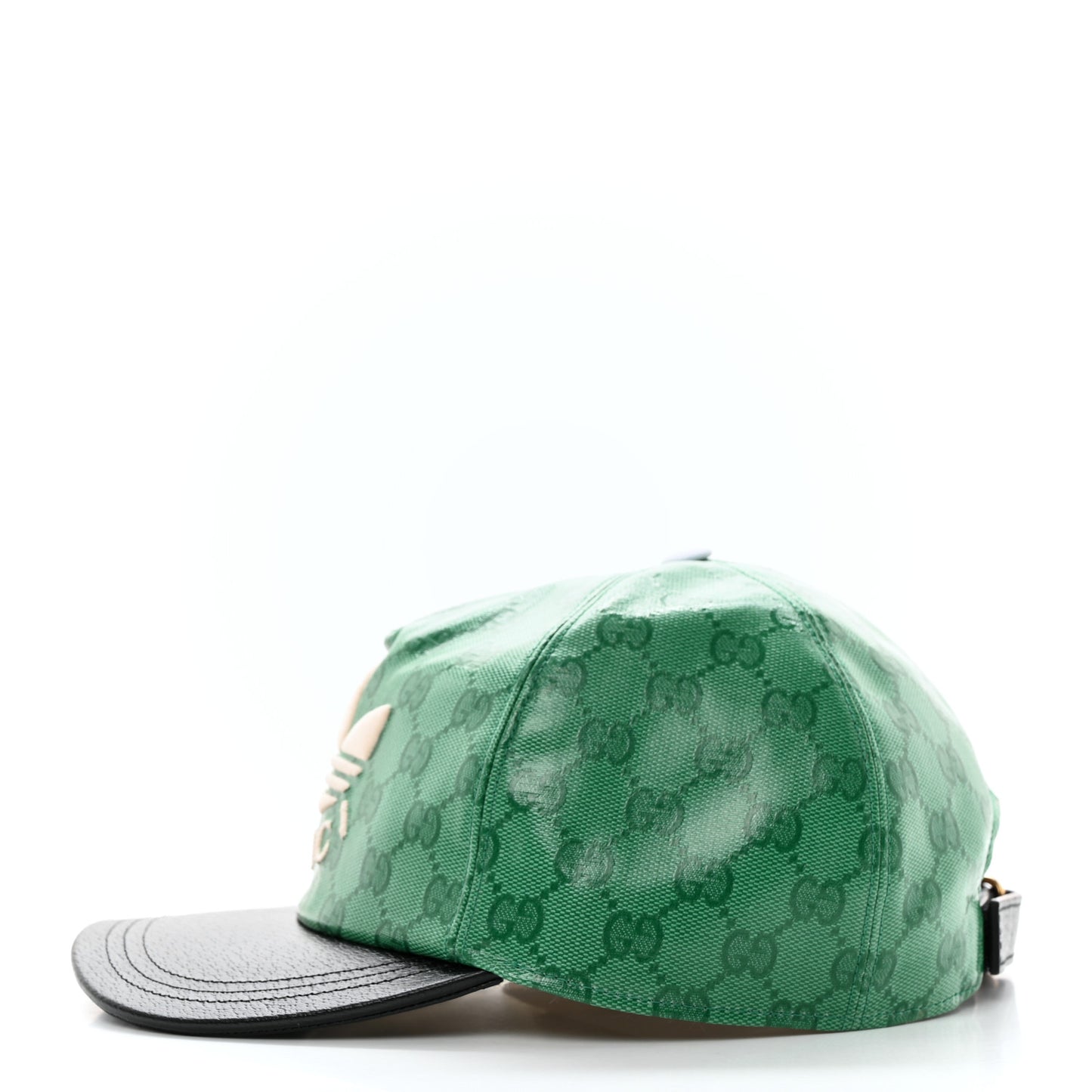 X ADIDAS Crystal Monogram Textured Dollar Calfskin Trefoil Embroidered Stefanos Baseball Hat New Shamarock Black