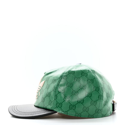 Gucci X ADIDAS Crystal Monogram Textured Dollar Calfskin Trefoil Embroidered Stefanos Baseball Hat New Shamarock Black 4 of 8