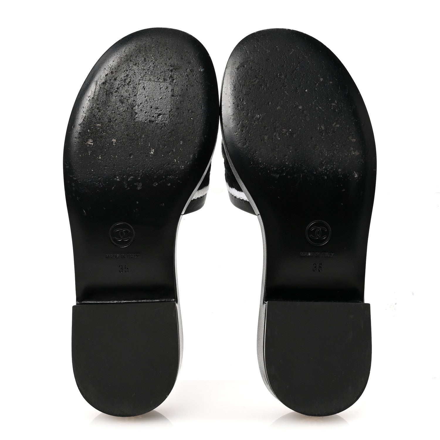 Chanel Lambskin Embroidered CC Mule Sandal 35 Black White 6 of 10