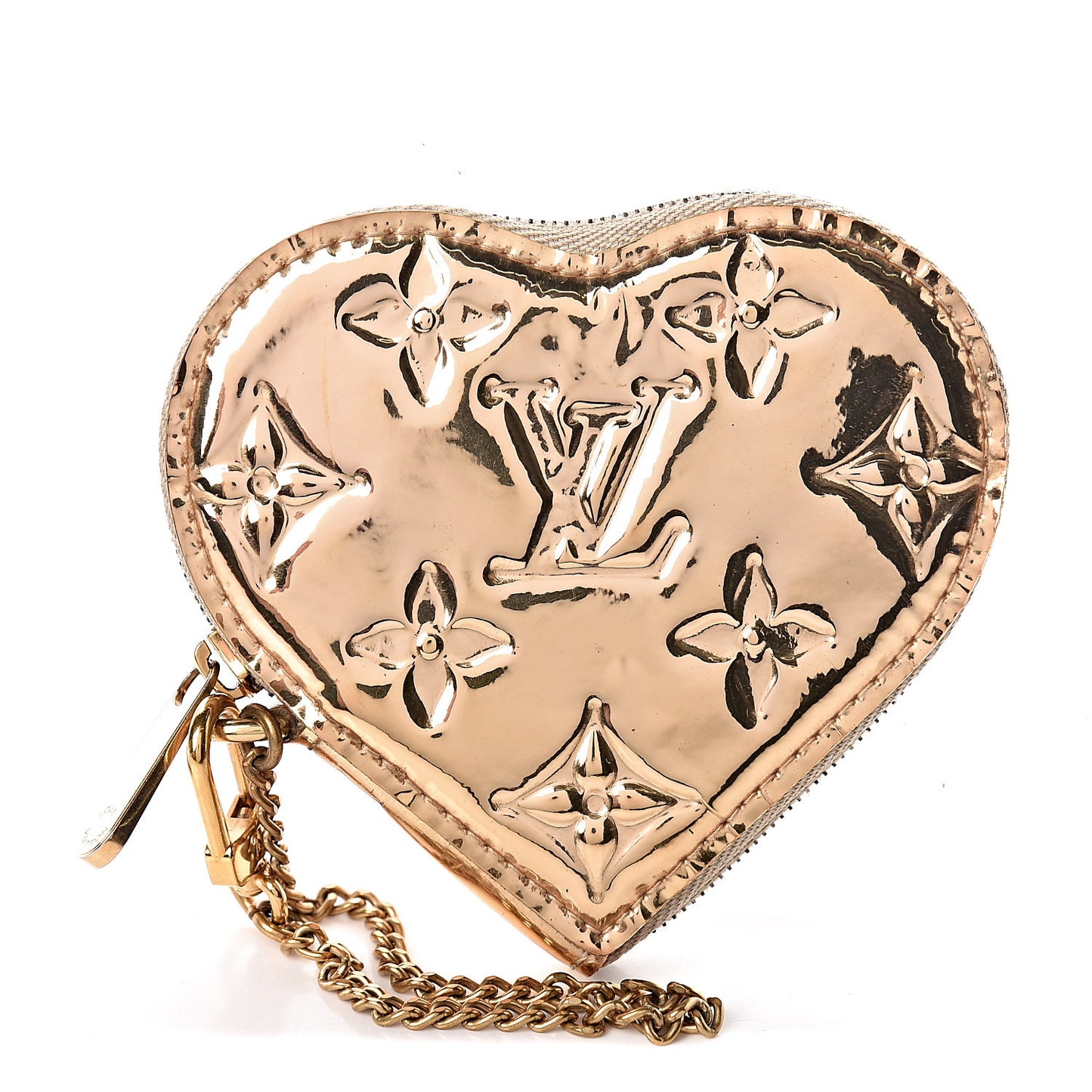 Monogram Miroir Heart Coin Purse Gold