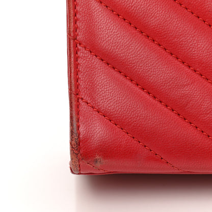 Saint Laurent Lambskin Matelasse Chevron Medium Monogram Satchel Red 14 of 21