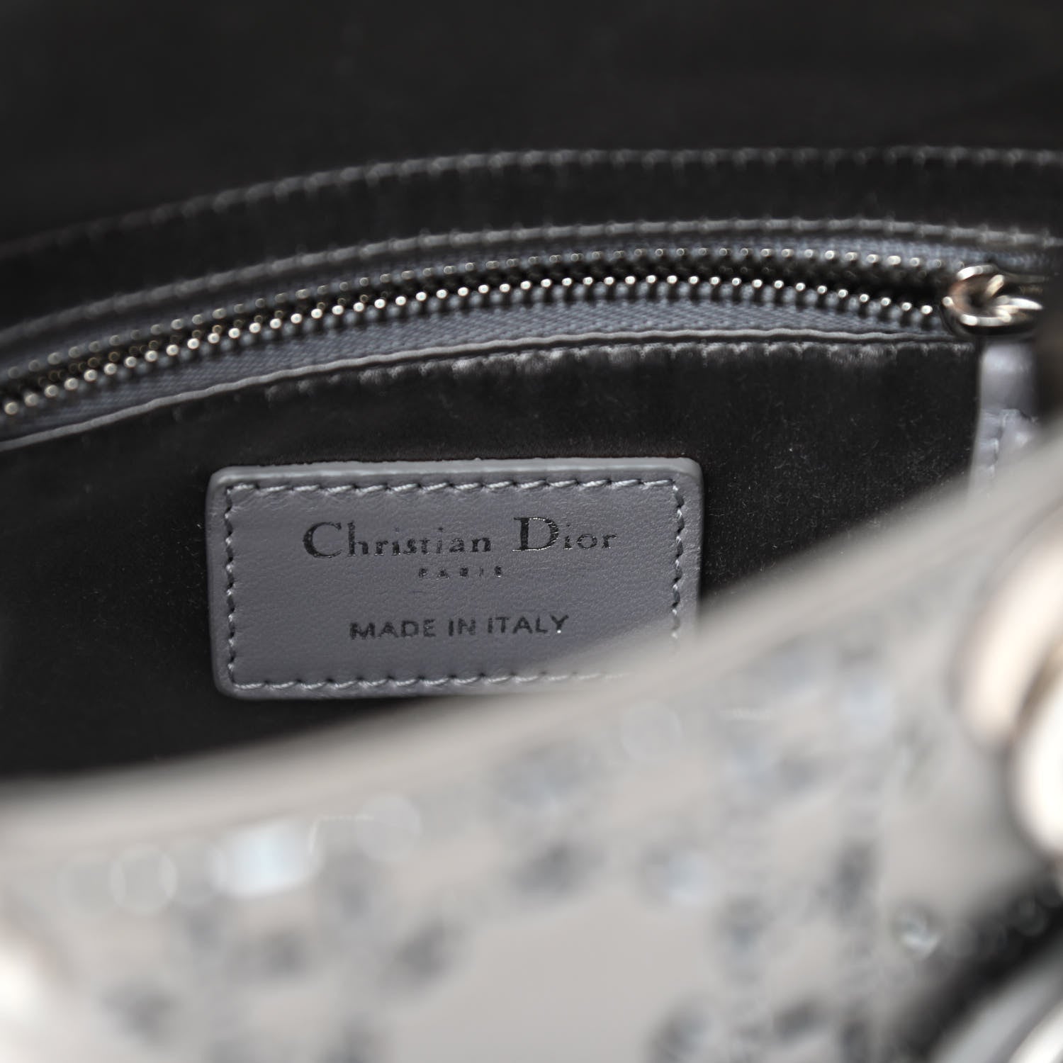 Christian Dior Satin Crystal Cannage Mini Lady Dior Gray 6 of 12