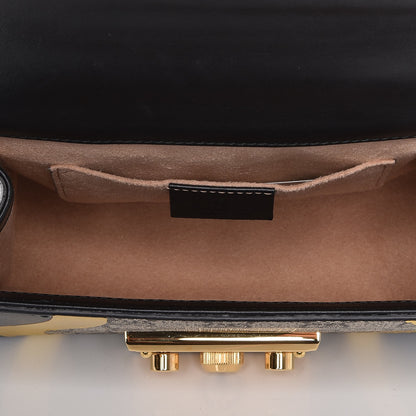 Gucci Calfskin GG Supreme Monogram Small Padlock Shoulder Bag Black Gold 5 of 8