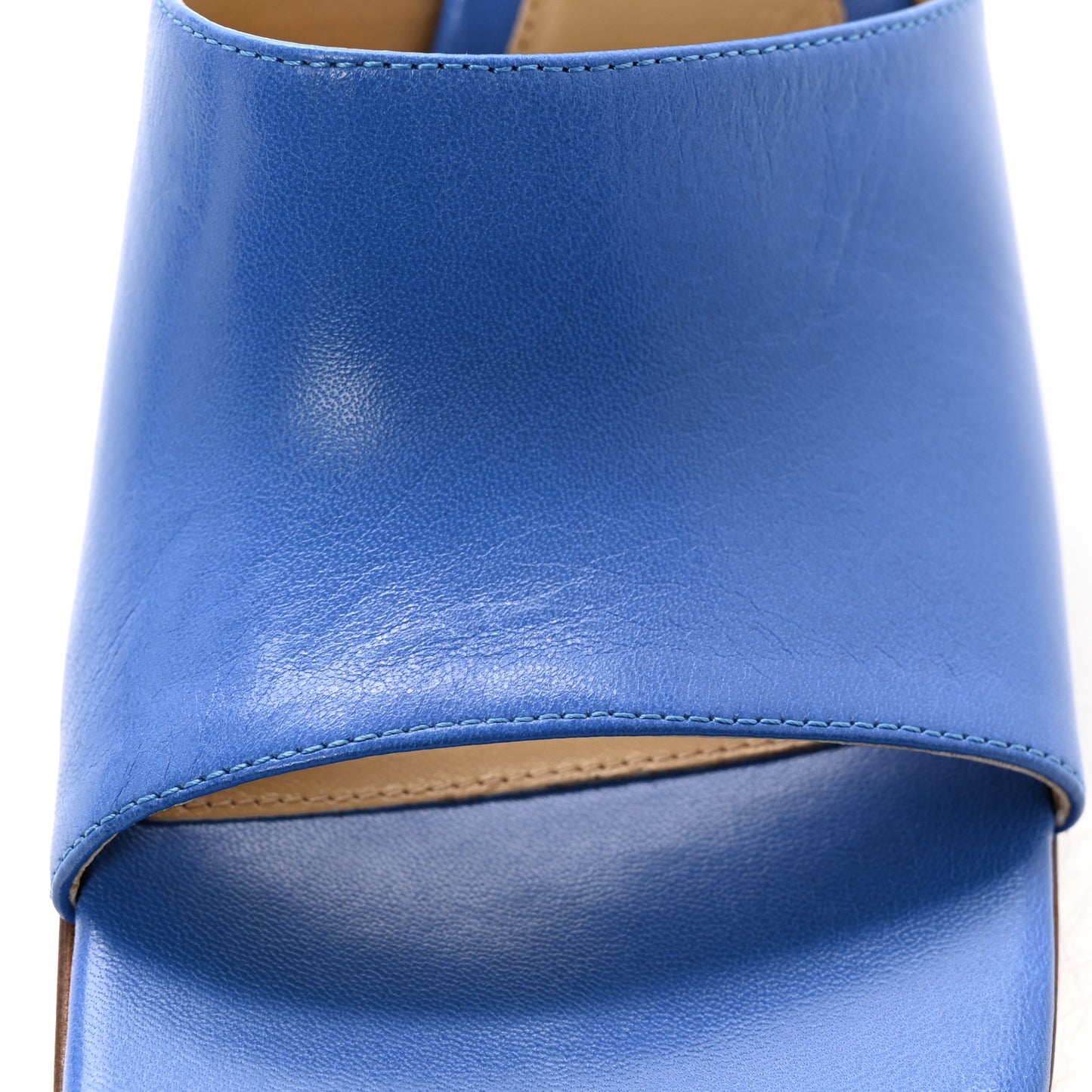 Lambskin Stretch Mule Sandals 37 Aquarium