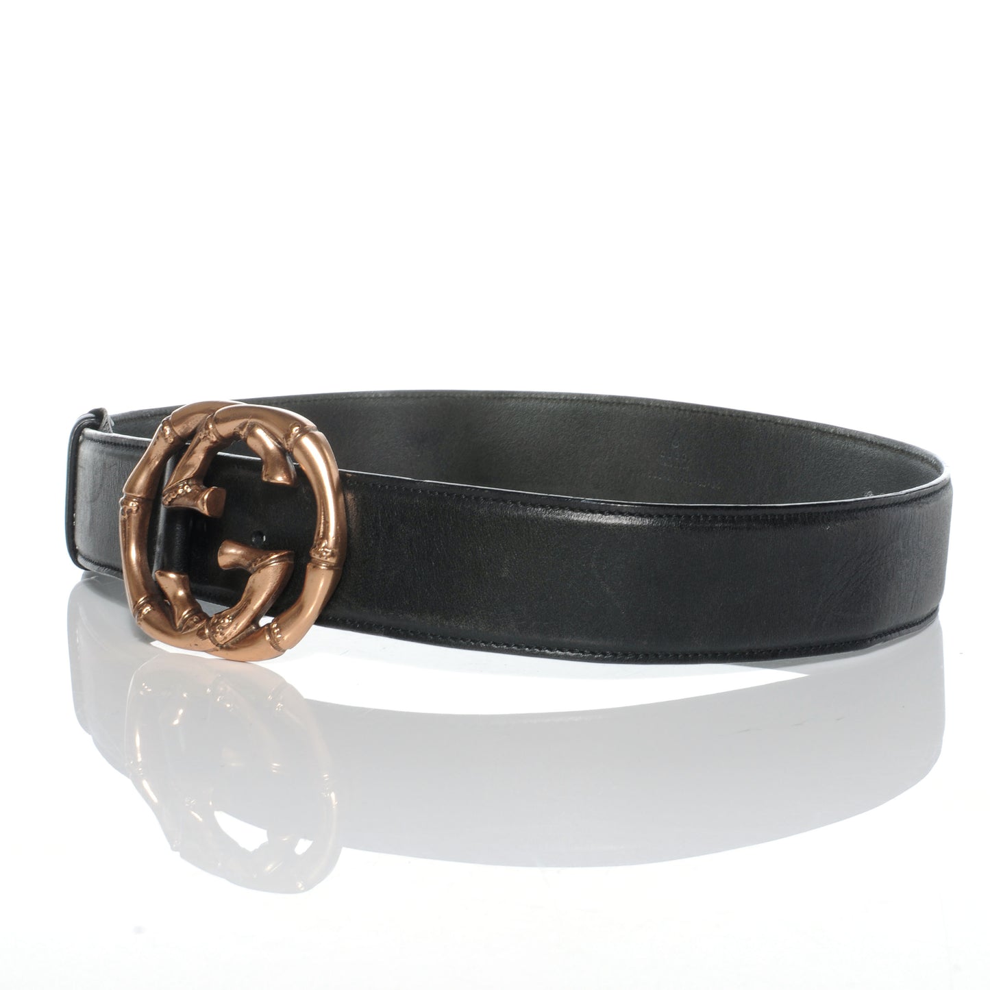 Leather Bamboo Interlocking G Belt 85 34 Black