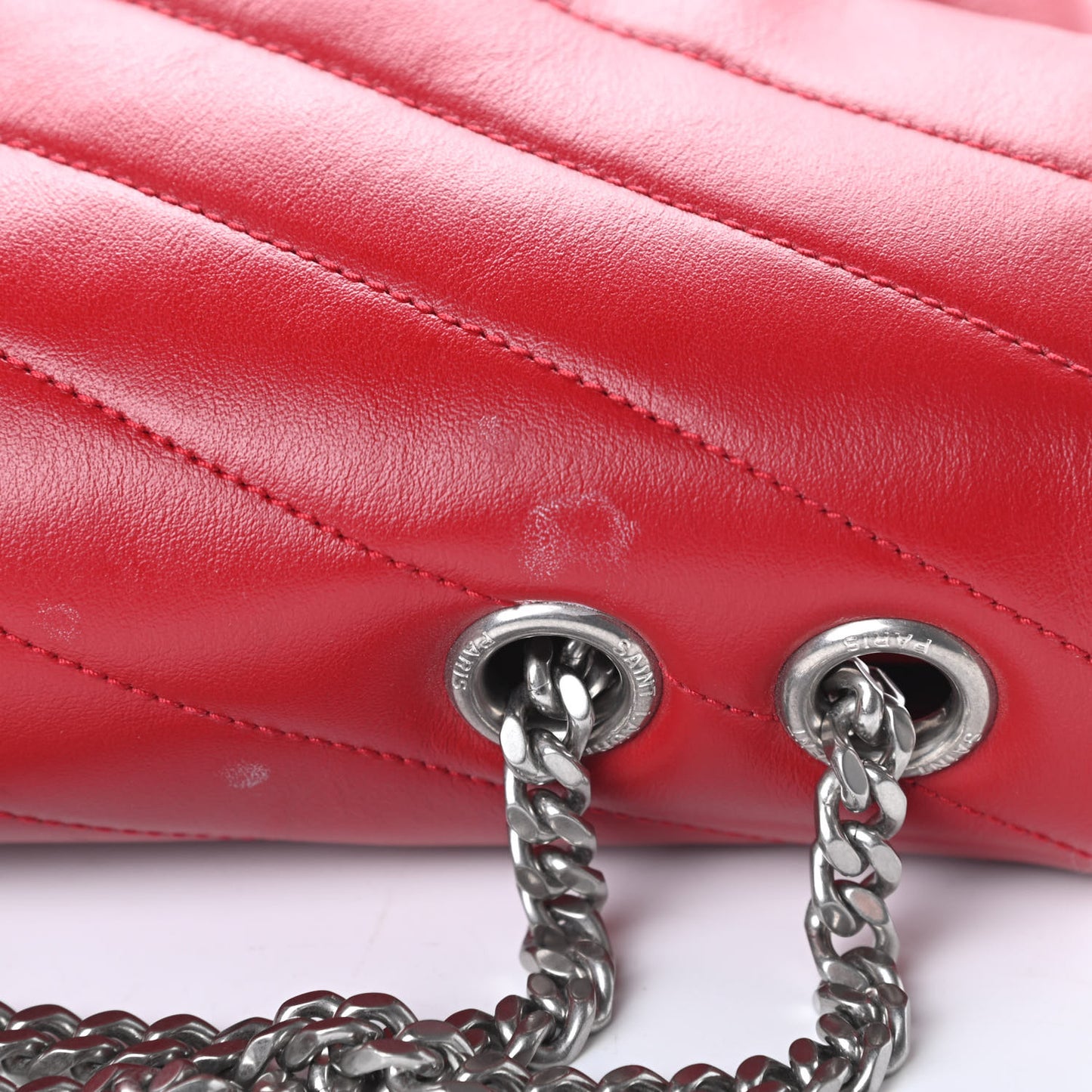 Calfskin Y Quilted Monogram Medium Loulou Chain Satchel Red
