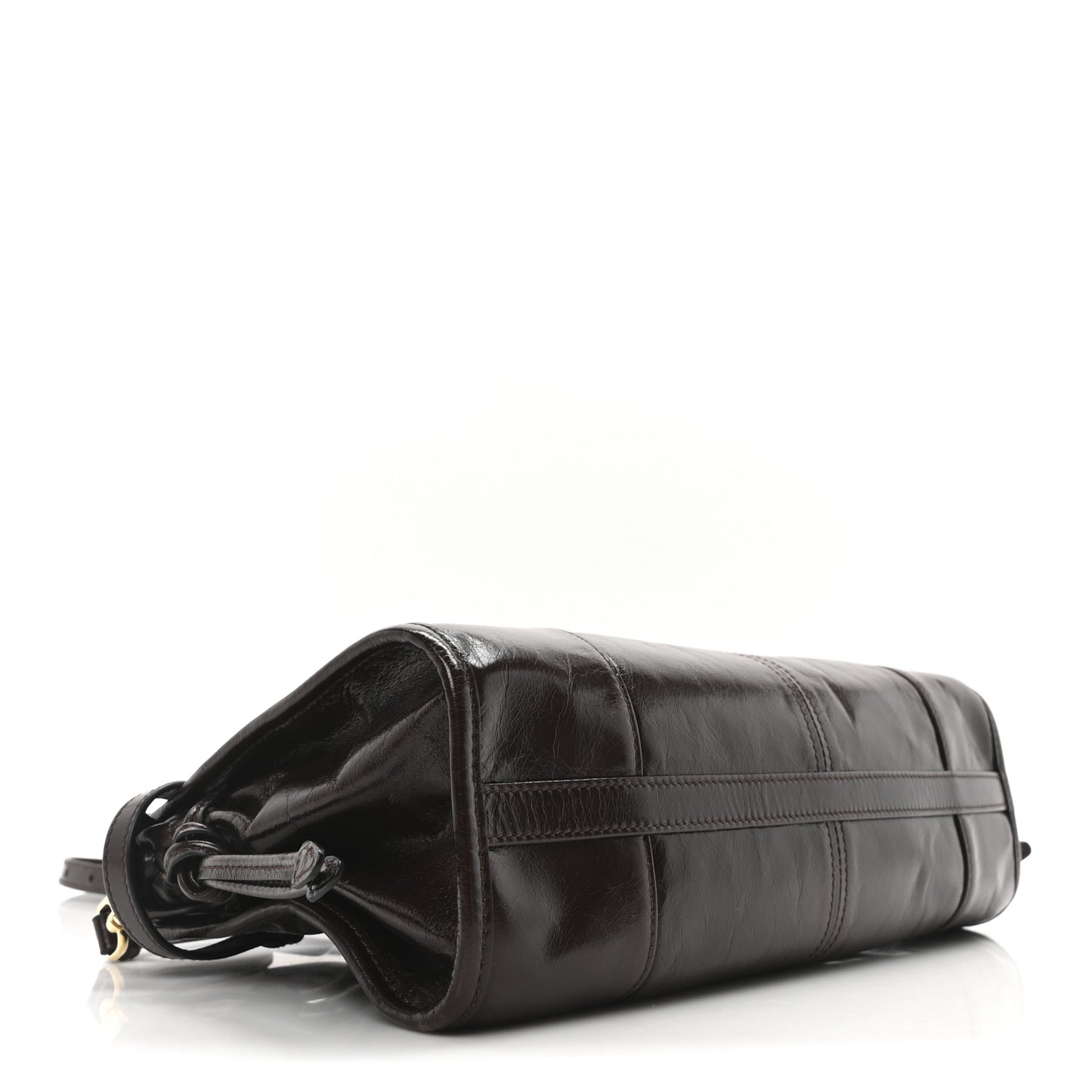 Glossy Calfskin Triangle Medium Bonnie Shoulder Bag Dark Brown