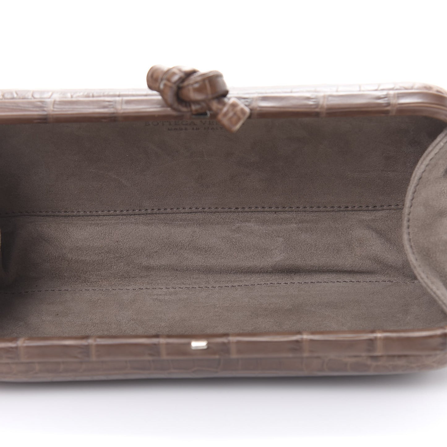 Crocodile Stretch Knot Clutch Brown