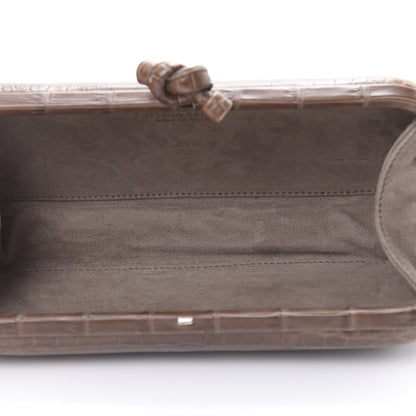 Bottega Veneta Crocodile Stretch Knot Clutch Brown 5 of 6