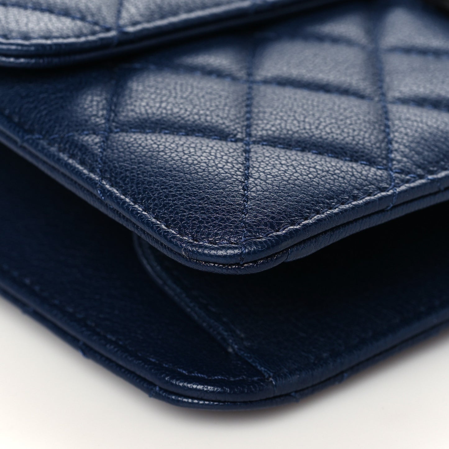 Goatskin Quilted Small CC University Top Handle Flap Blue