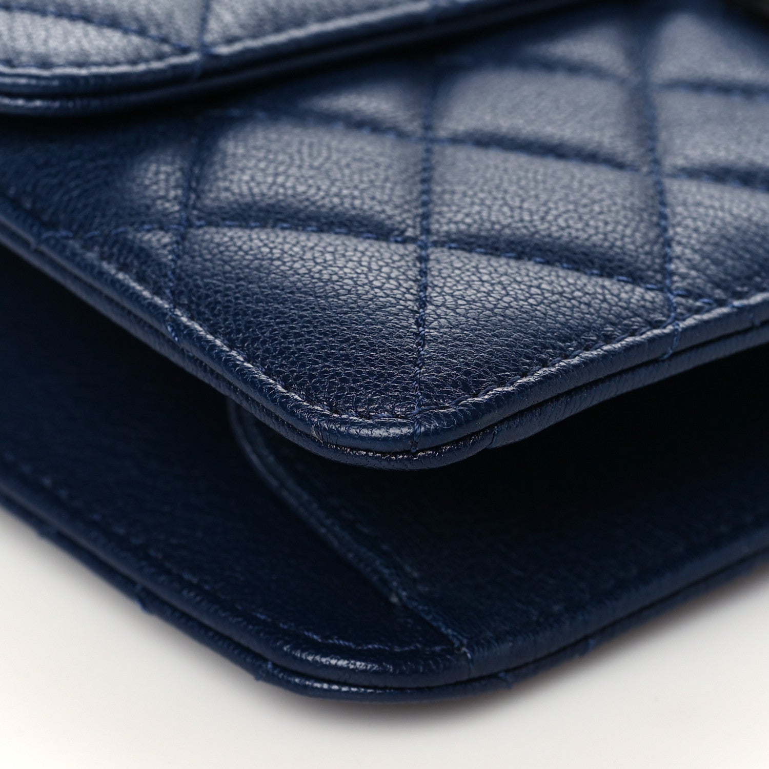 Chanel Goatskin Quilted Small CC University Top Handle Flap Blue 9 of 10