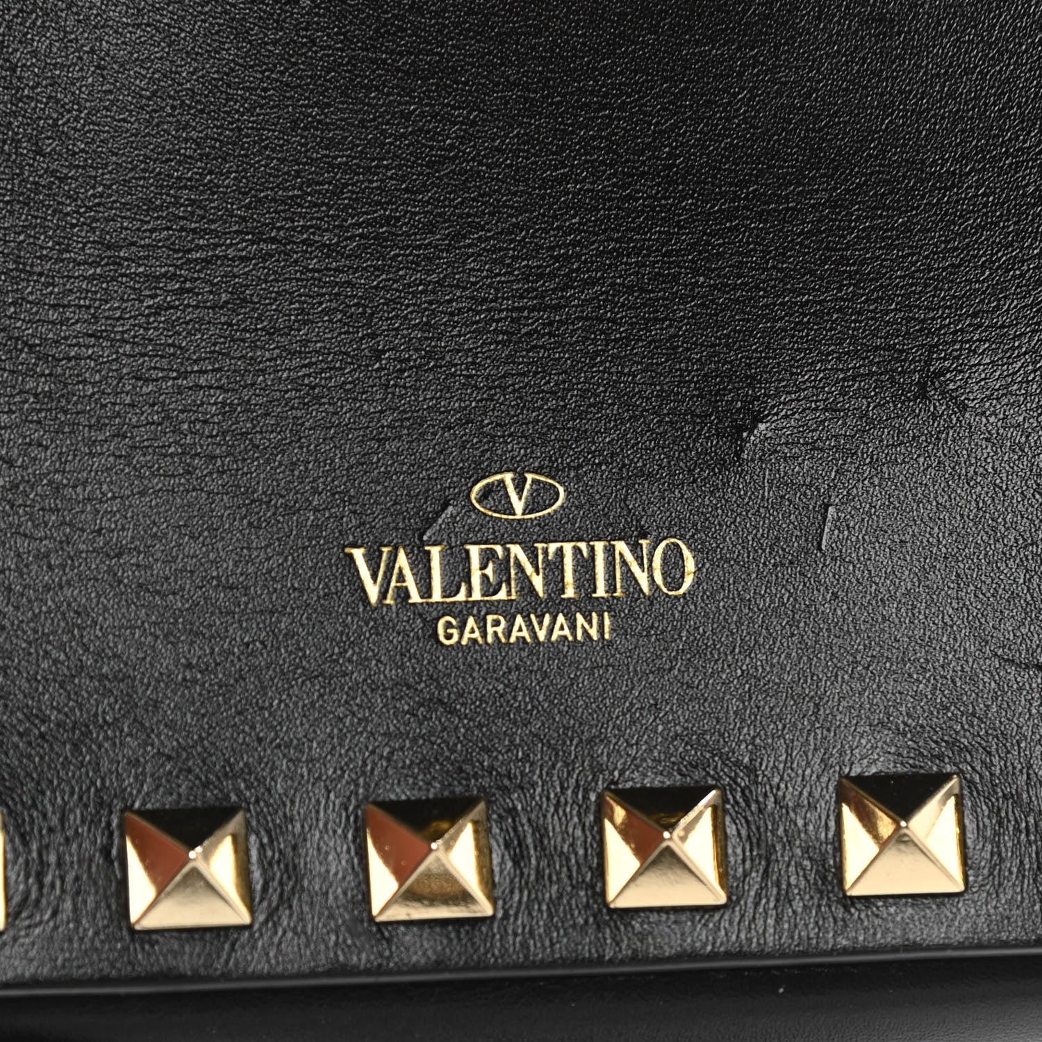 Valentino Garavani Calfskin Rockstud Card Case On Strap Black 6 of 7