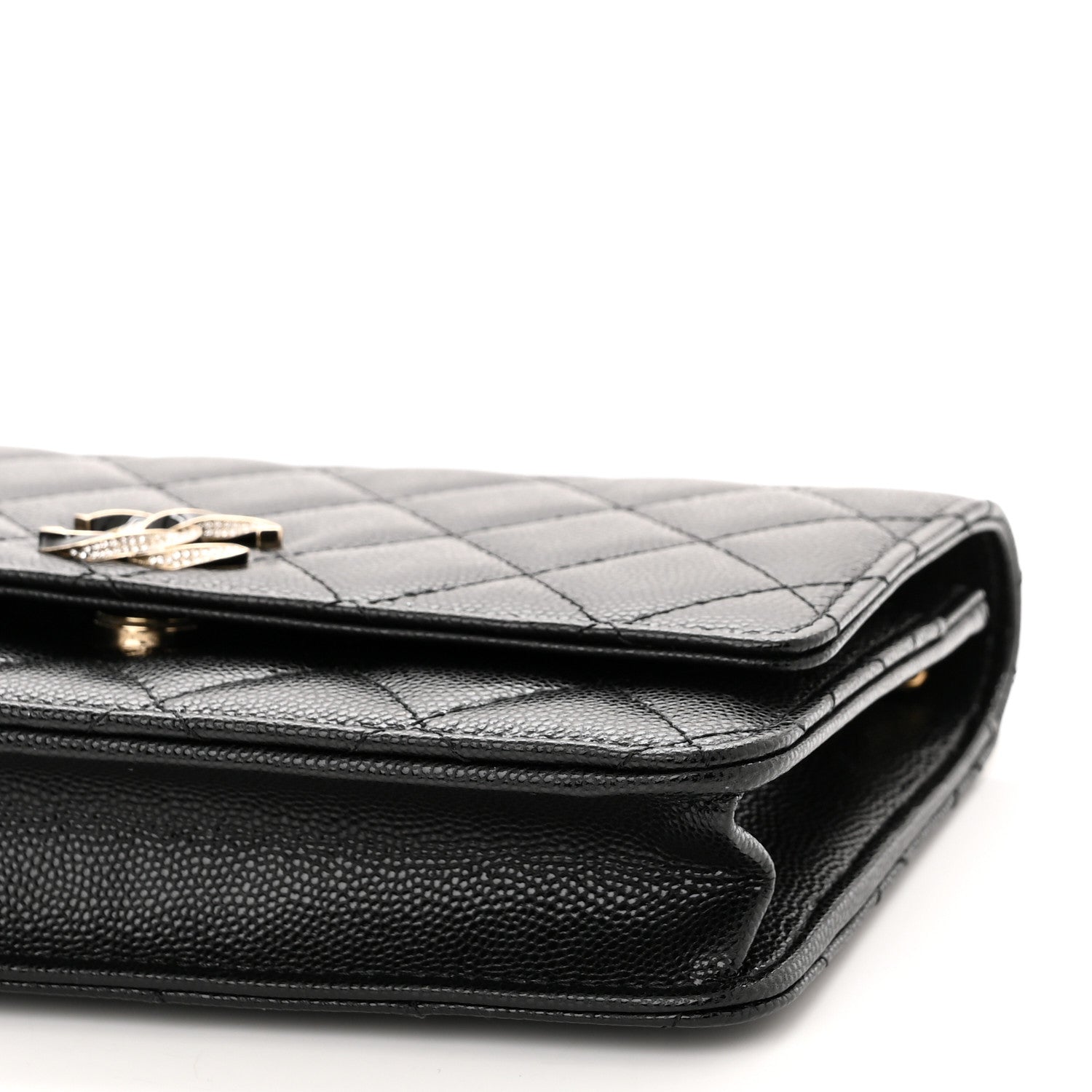 Chanel Caviar Quilted Crystal Enamel CC Wallet On Chain WOC Black 11 of 12