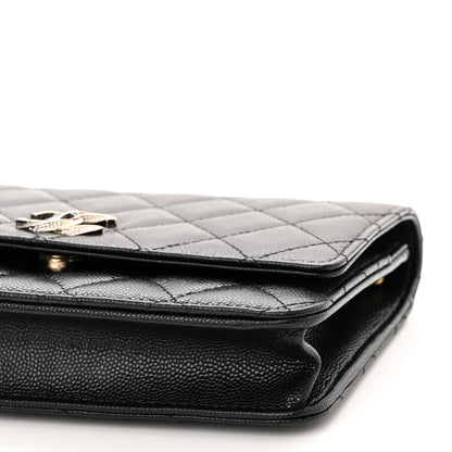 Chanel Caviar Quilted Crystal Enamel CC Wallet On Chain WOC Black 11 of 12