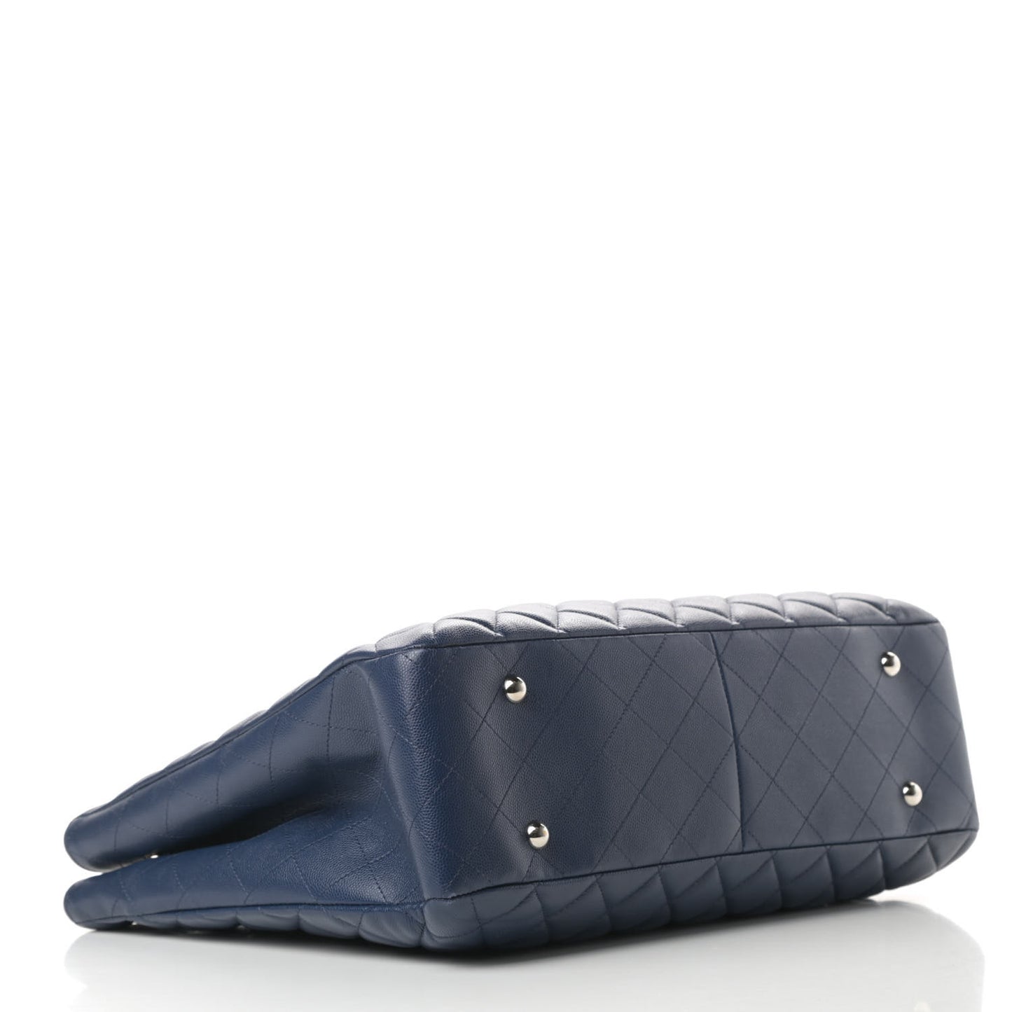 Caviar Quilted Large CC Shopping Tote Navy
