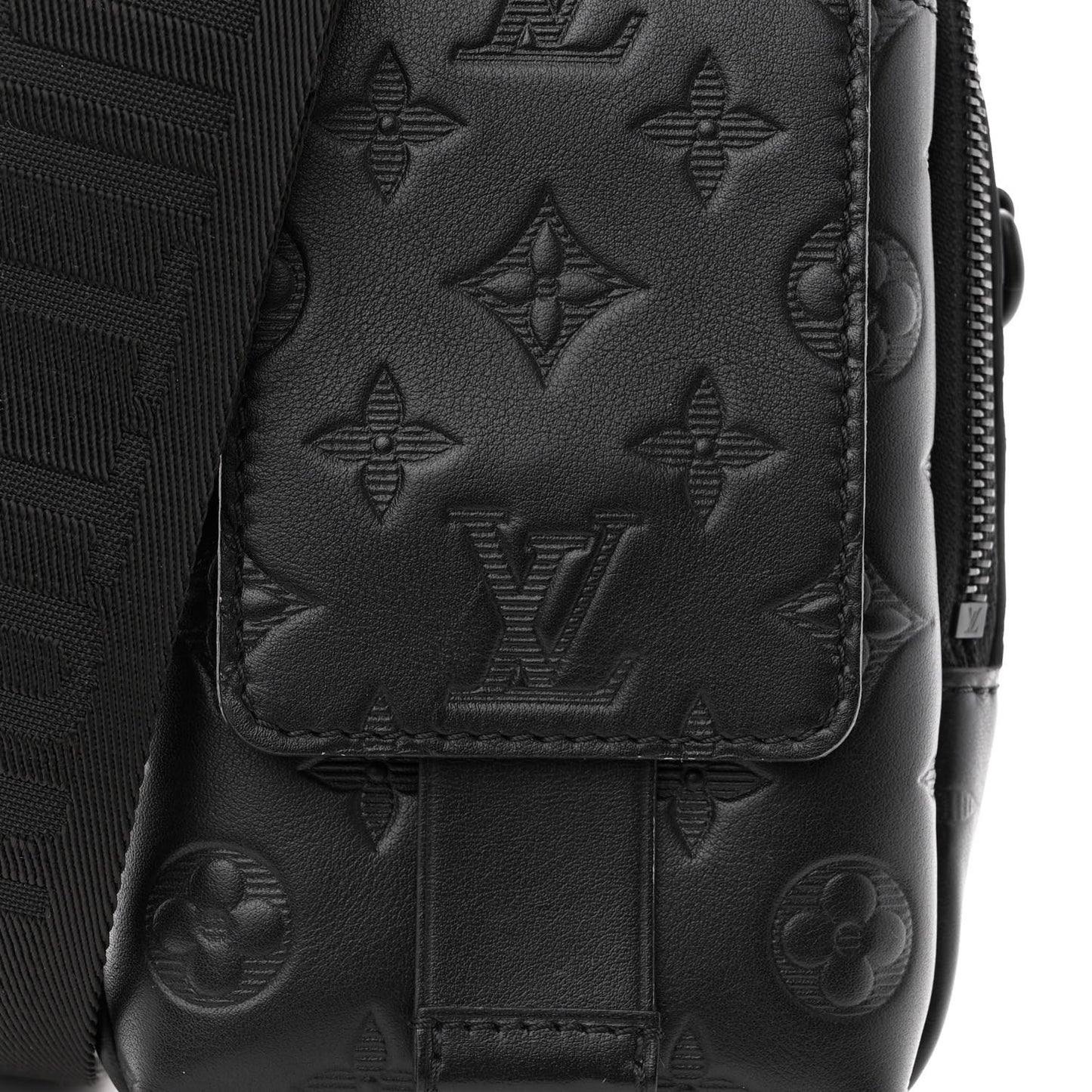 Calfskin Monogram Shadow Double Phone Pouch NM Black