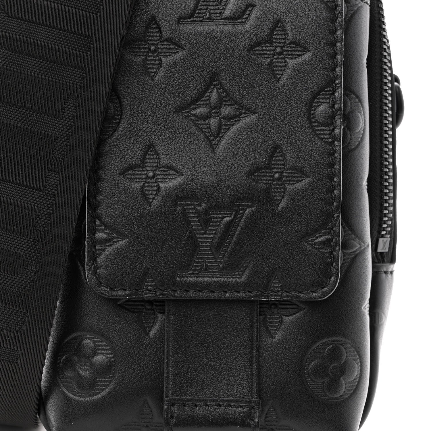 Louis Vuitton Calfskin Monogram Shadow Double Phone Pouch NM Black 6 of 8