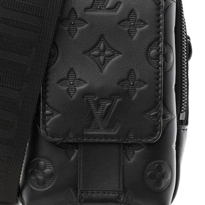 Louis Vuitton Calfskin Monogram Shadow Double Phone Pouch NM Black 6 of 8