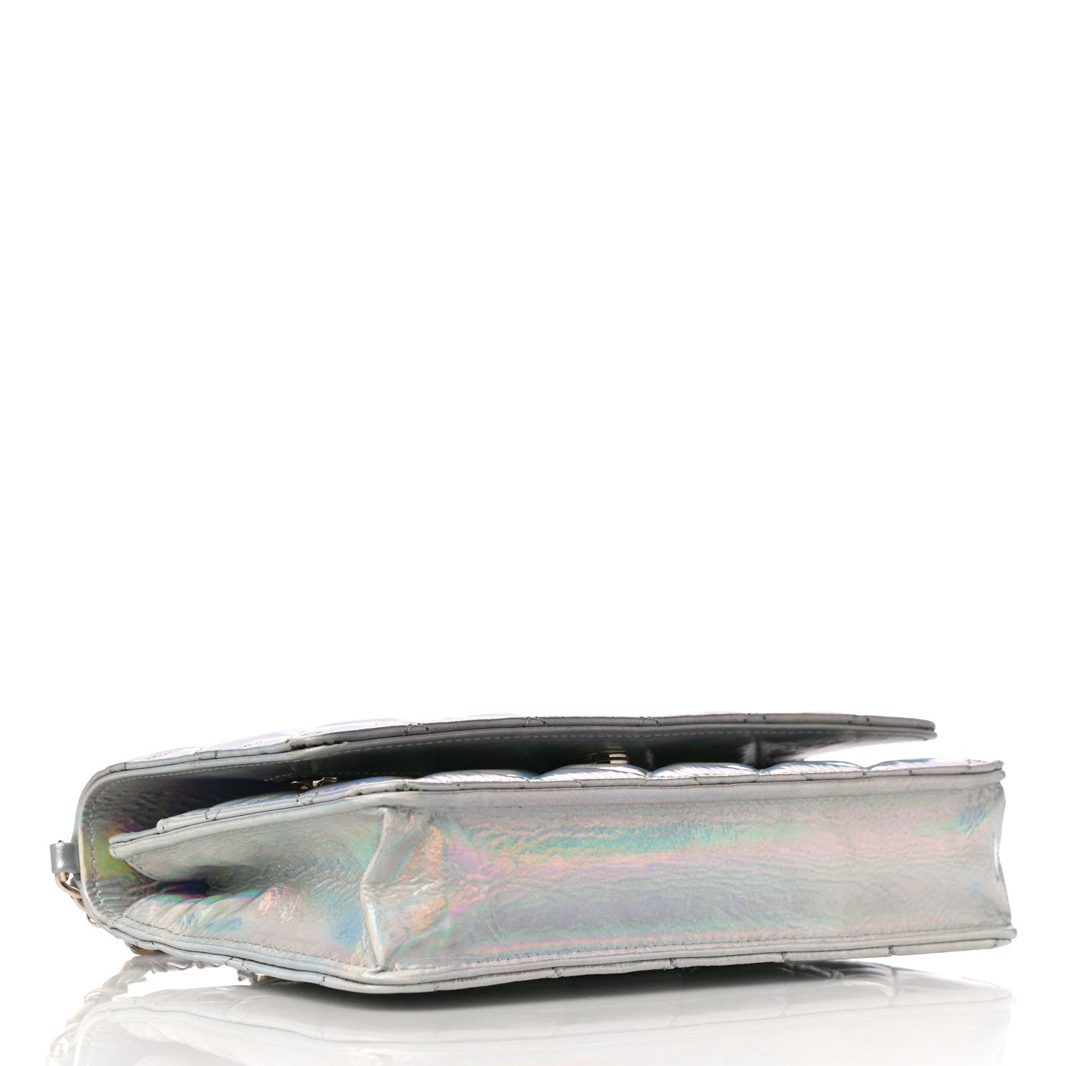Chanel Iridescent Goatskin Quilted Wallet On Chain WOC Silver 4 of 11