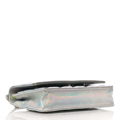 Chanel Iridescent Goatskin Quilted Wallet On Chain WOC Silver 4 of 11
