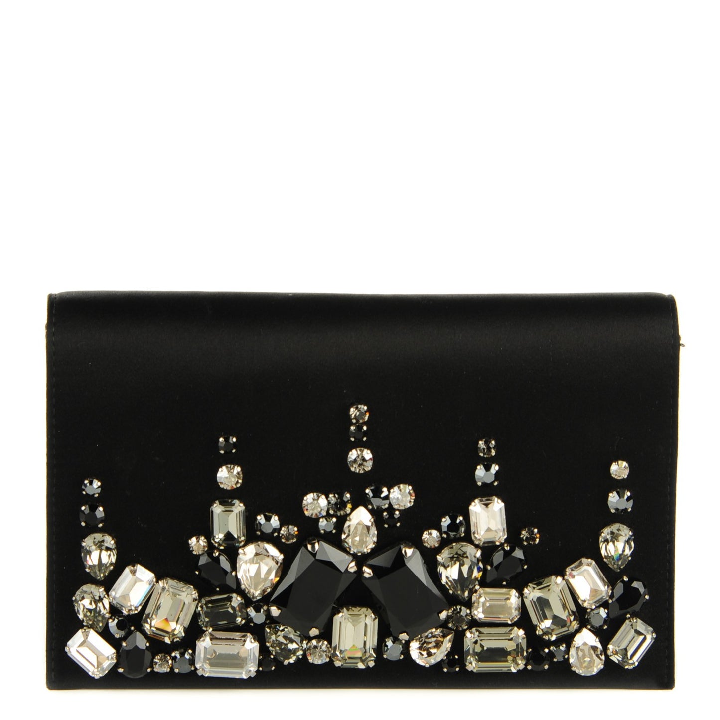 Satin Crystal Clutch Black