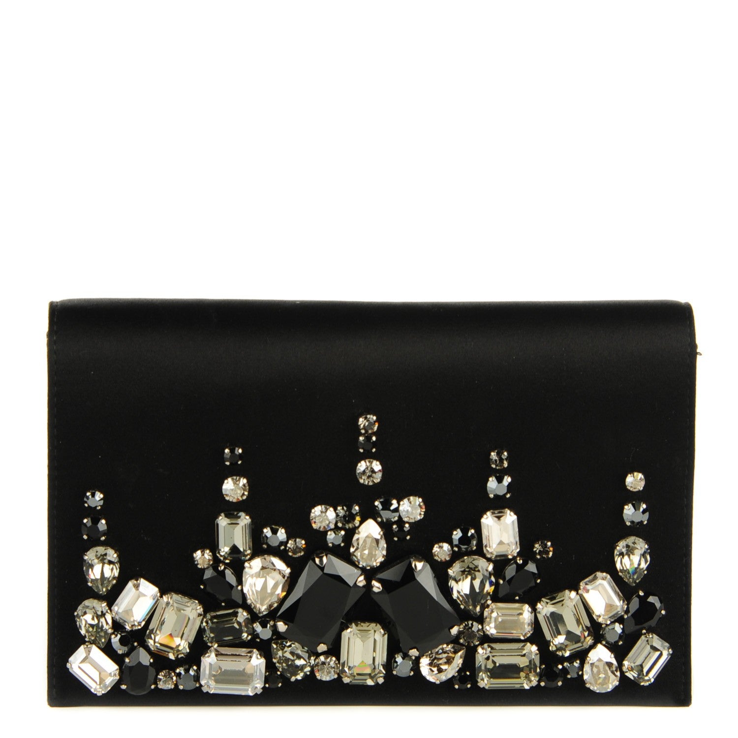 Prada Satin Crystal Clutch Black 1 of 8