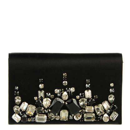 Prada Satin Crystal Clutch Black 1 of 8