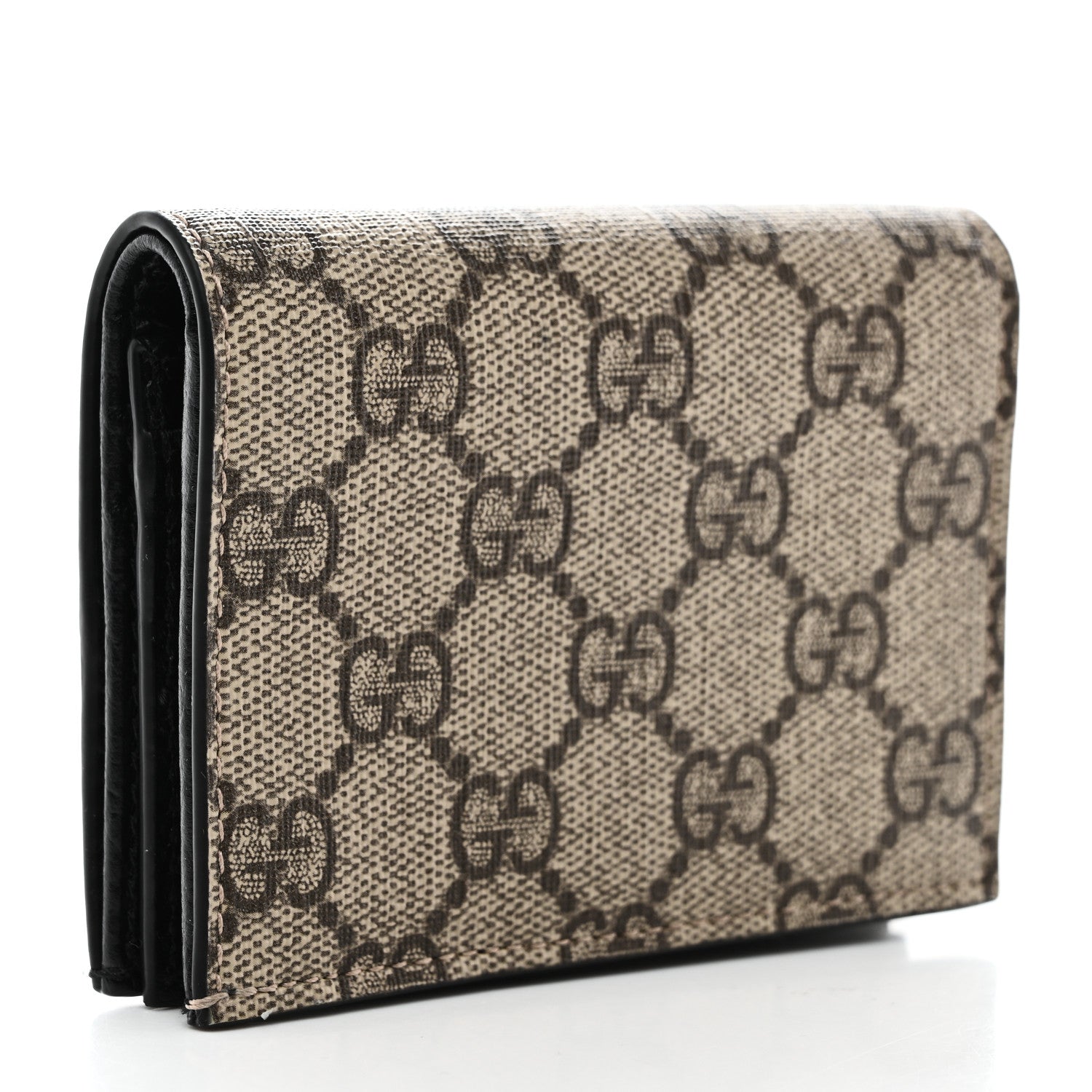 Gucci Dollar Calfskin GG Supreme Monogram GG Marmont Card Case Black Beige Ebony 3 of 8