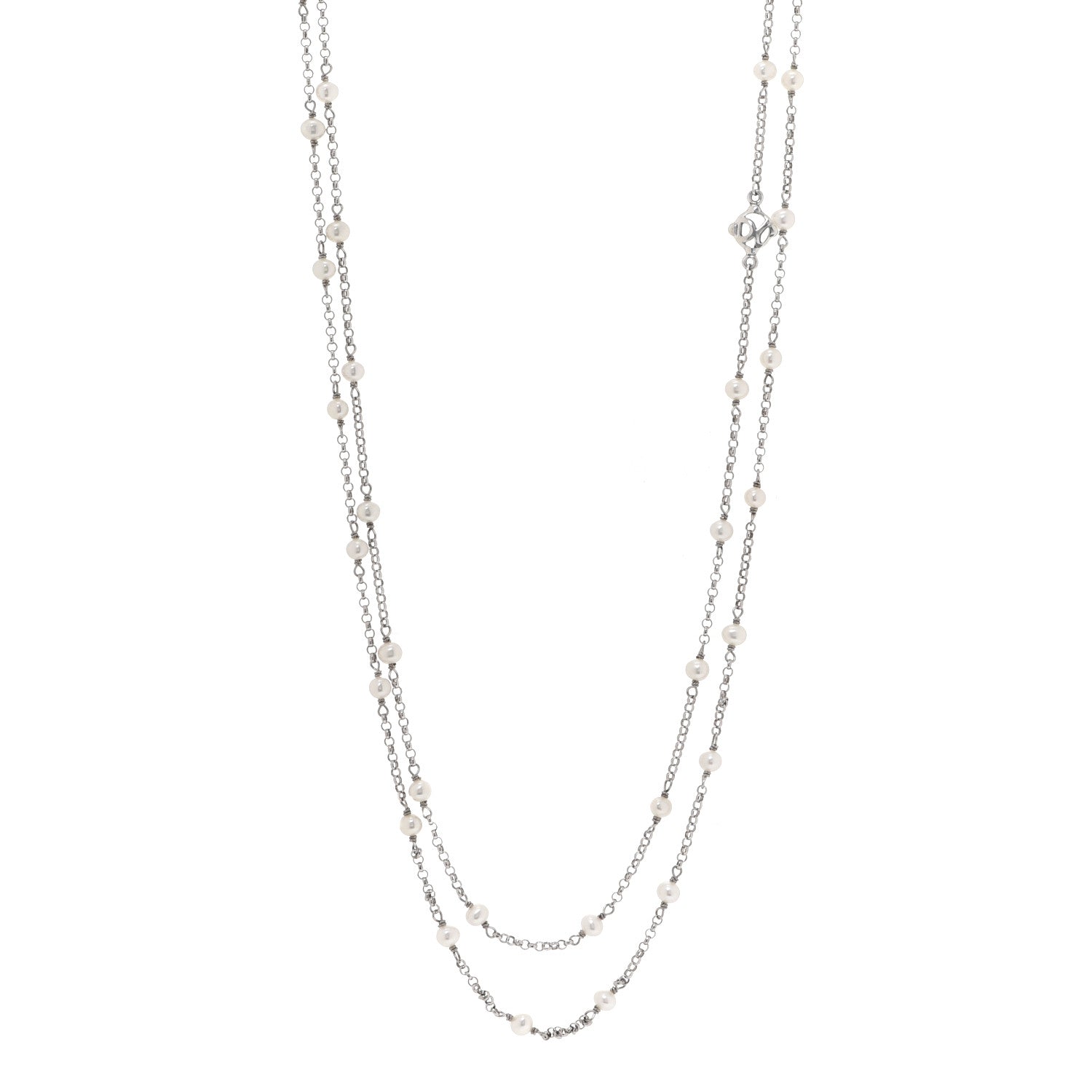 David Yurman Sterling Silver Freshwater Pearl Bead Chain Necklace 1 of 5