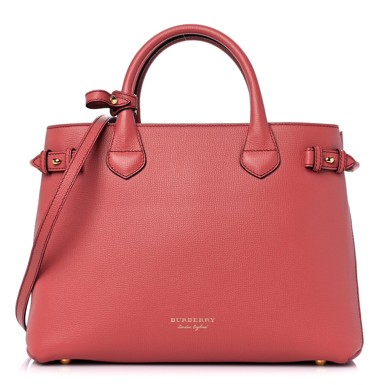 Burberry Derby Calfskin House Check Medium Banner Tote Cinnamon Red 1 of 13