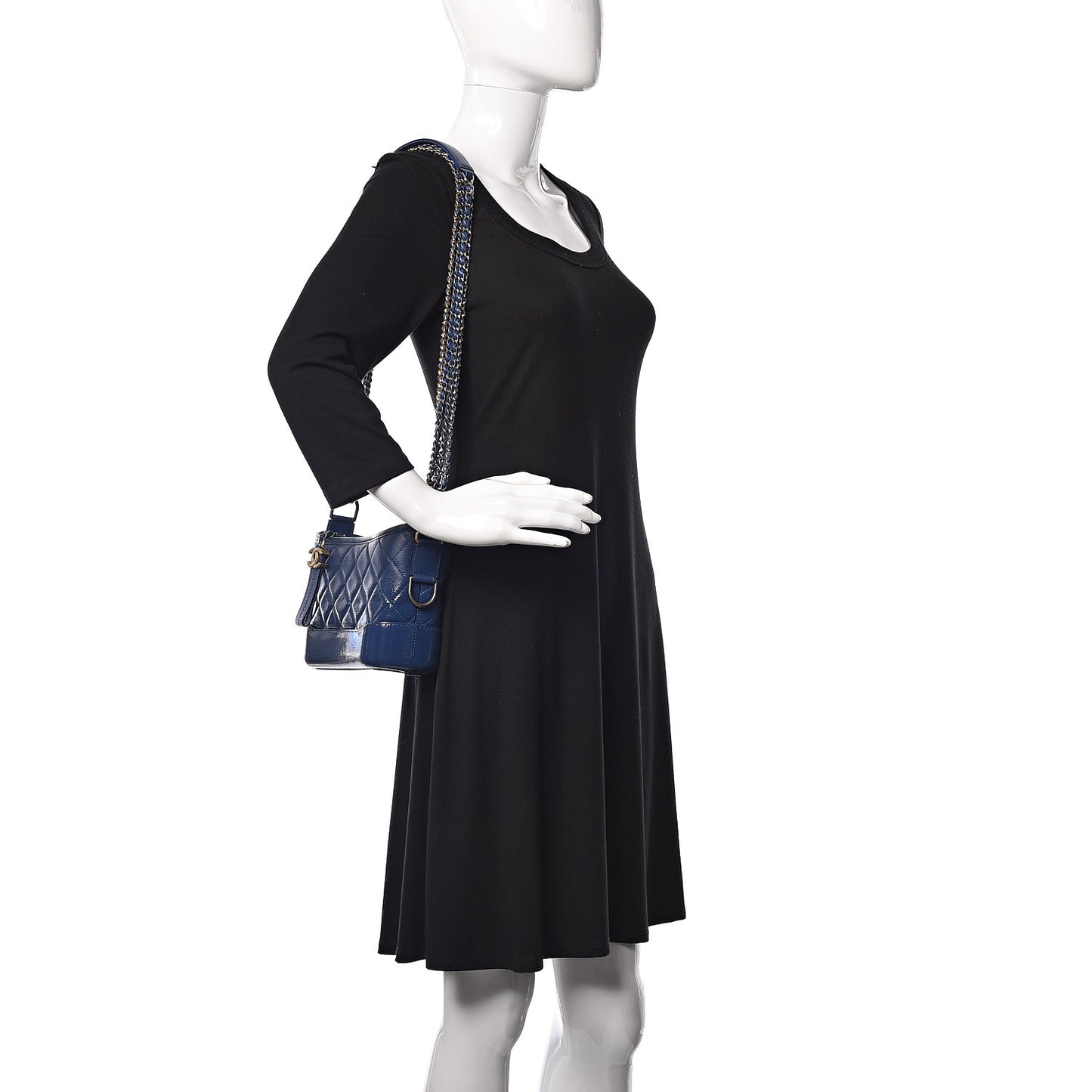 Patent Goatskin Quilted Small Gabrielle Hobo Blue