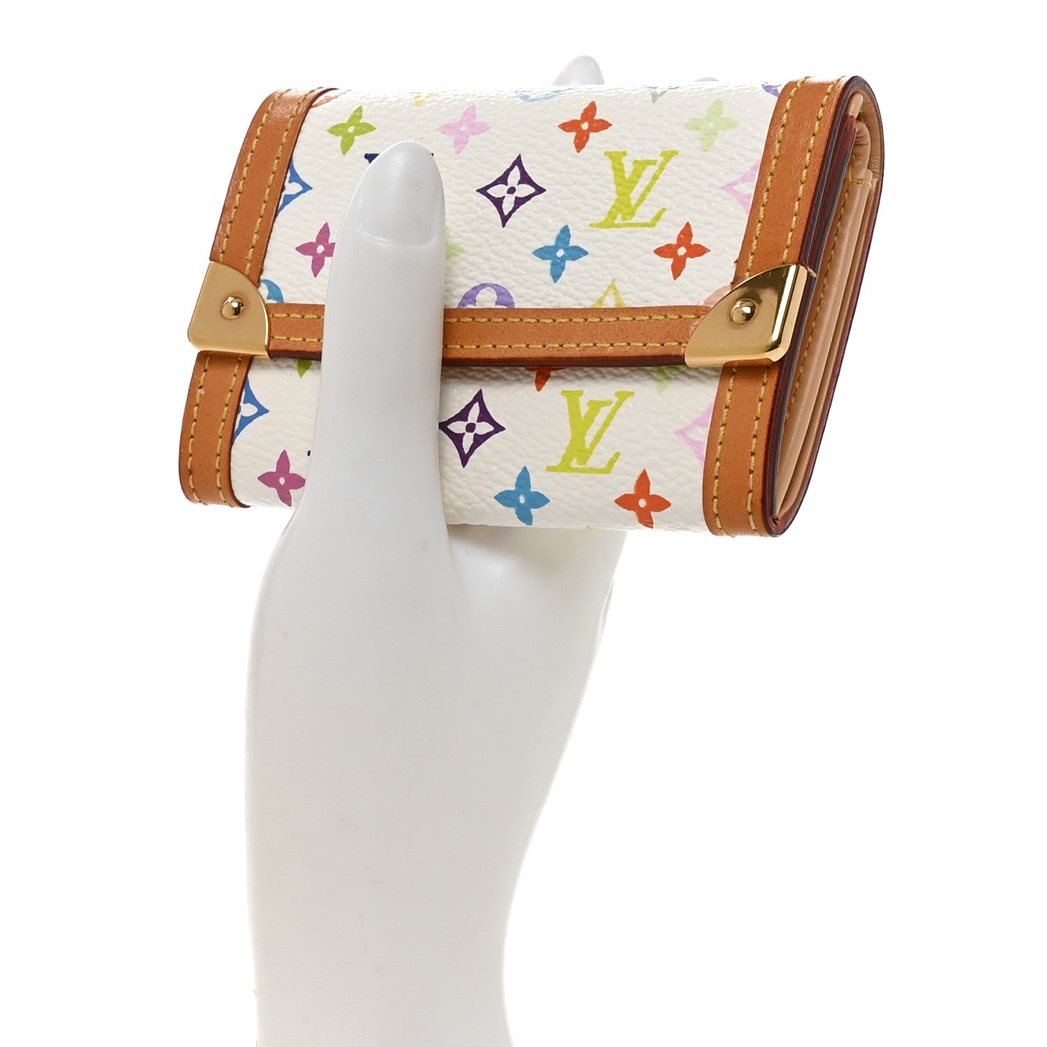 Louis Vuitton Multicolor Porte-Monnaie Plat Coin Purse White 2 of 6