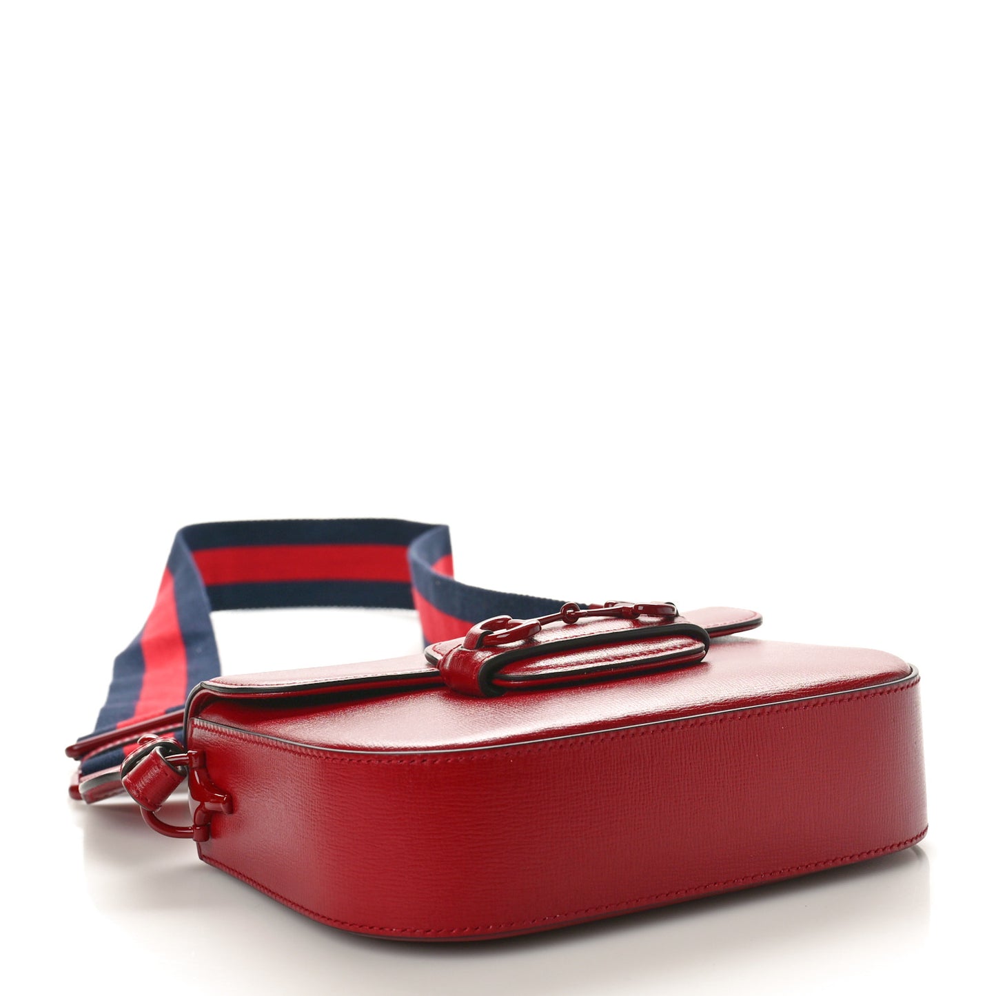 Azalea Calfskin Web Monochrome Horsebit 1955 Shoulder Bag New Cherry Red