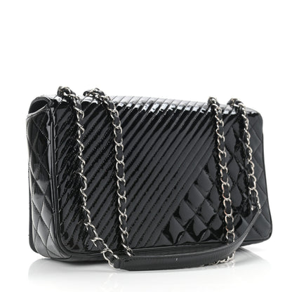 Chanel Patent Diagonal Quilted Flap Black 3 of 14