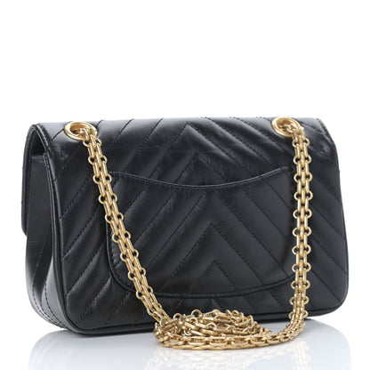 Chanel Aged Calfskin Chevron Quilted 2.55 Reissue Mini Flap Black 2 of 10